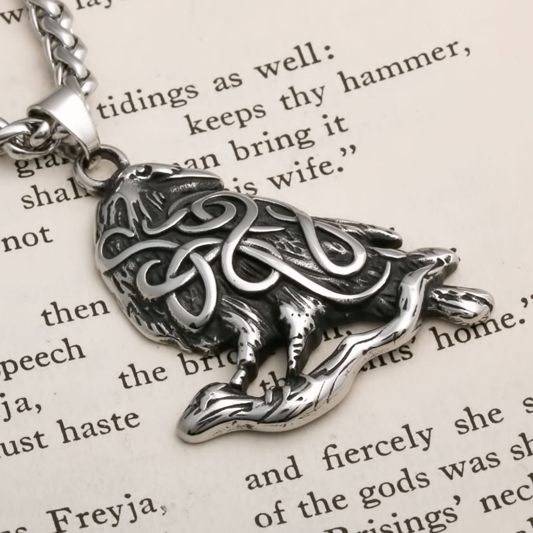 Raven Viking Pendant Necklace 316L Stainless Steel