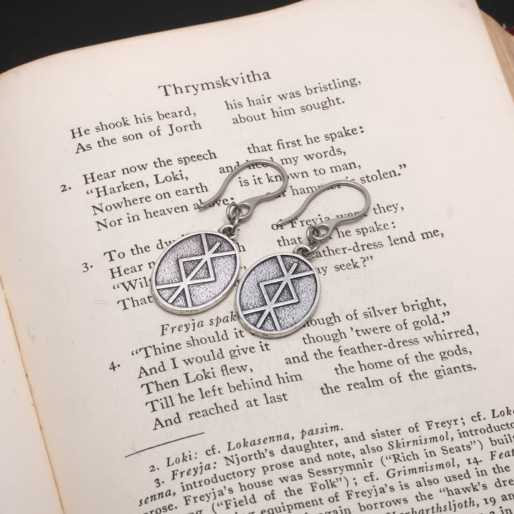 Viking Elder Futhark Rune Bind Ingwaz Isaz Earrings