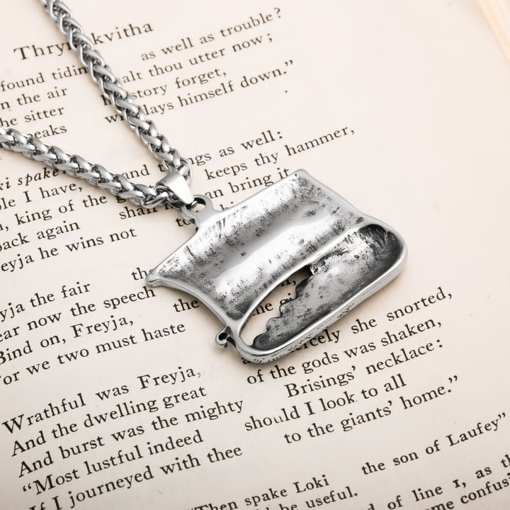 Longship Viking Pendant Necklace 316L Stainless Steel