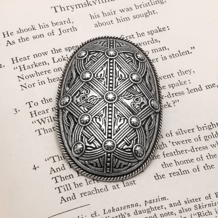 Viking Borre Oval Tortoise Diamond Fibula Brooch