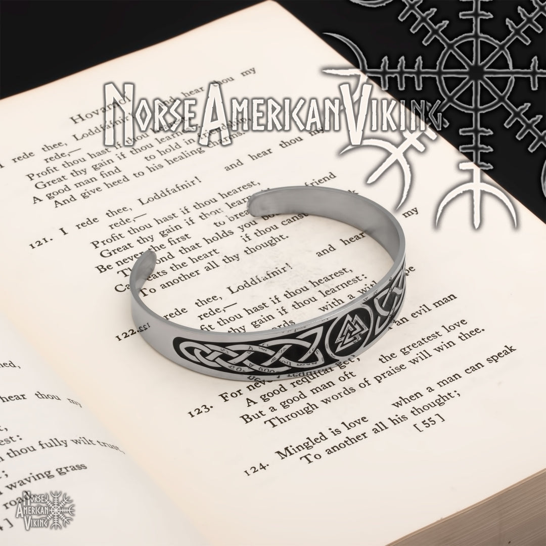 Valknut Viking Cuff Bracelet 316L Stainless Steel