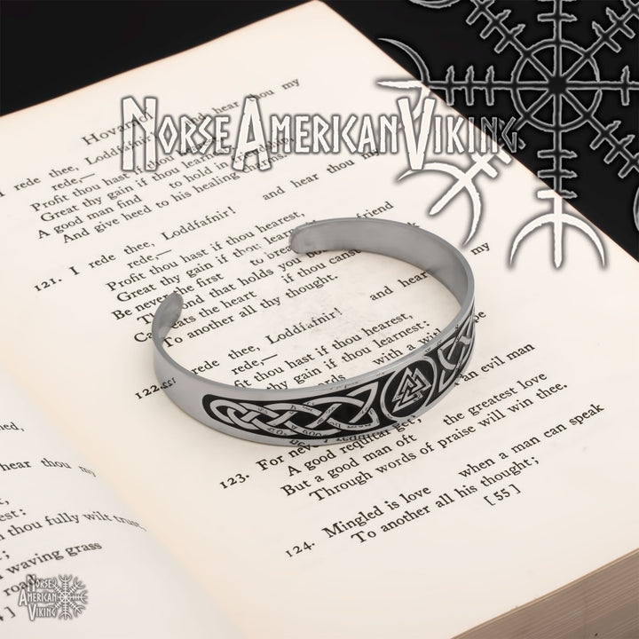 Valknut Viking Cuff Bracelet 316L Stainless Steel