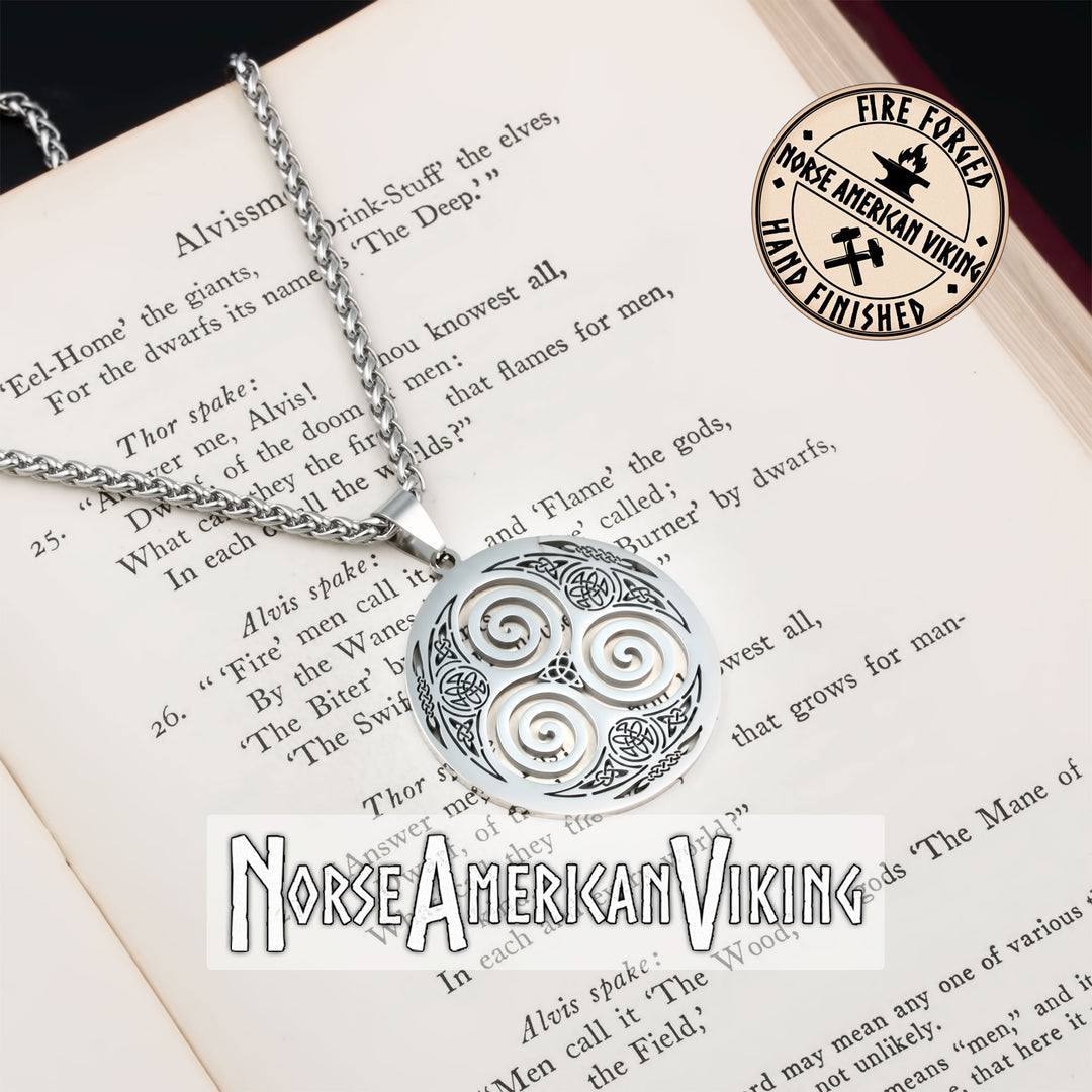 Viking Triskele Trinity Stainless Steel Pendant Necklace