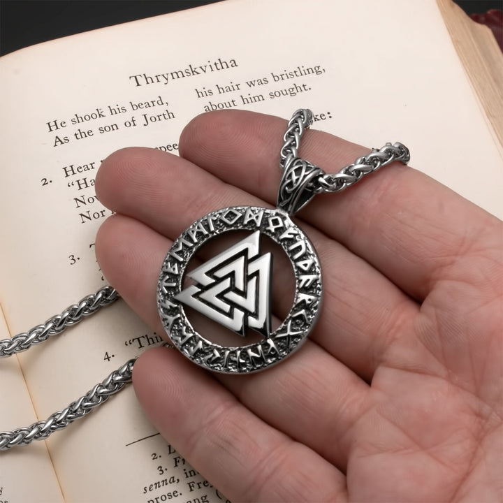 Viking Norse Valknut Knot Stainless Steel Pendant Necklace