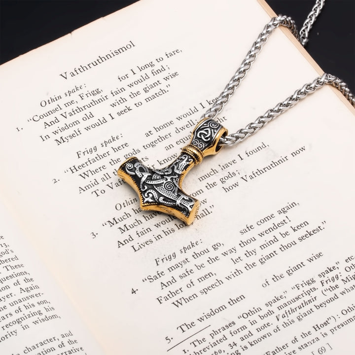 Mjolnir Thor's Hammer Pendant Necklace Stainless Steel Viking