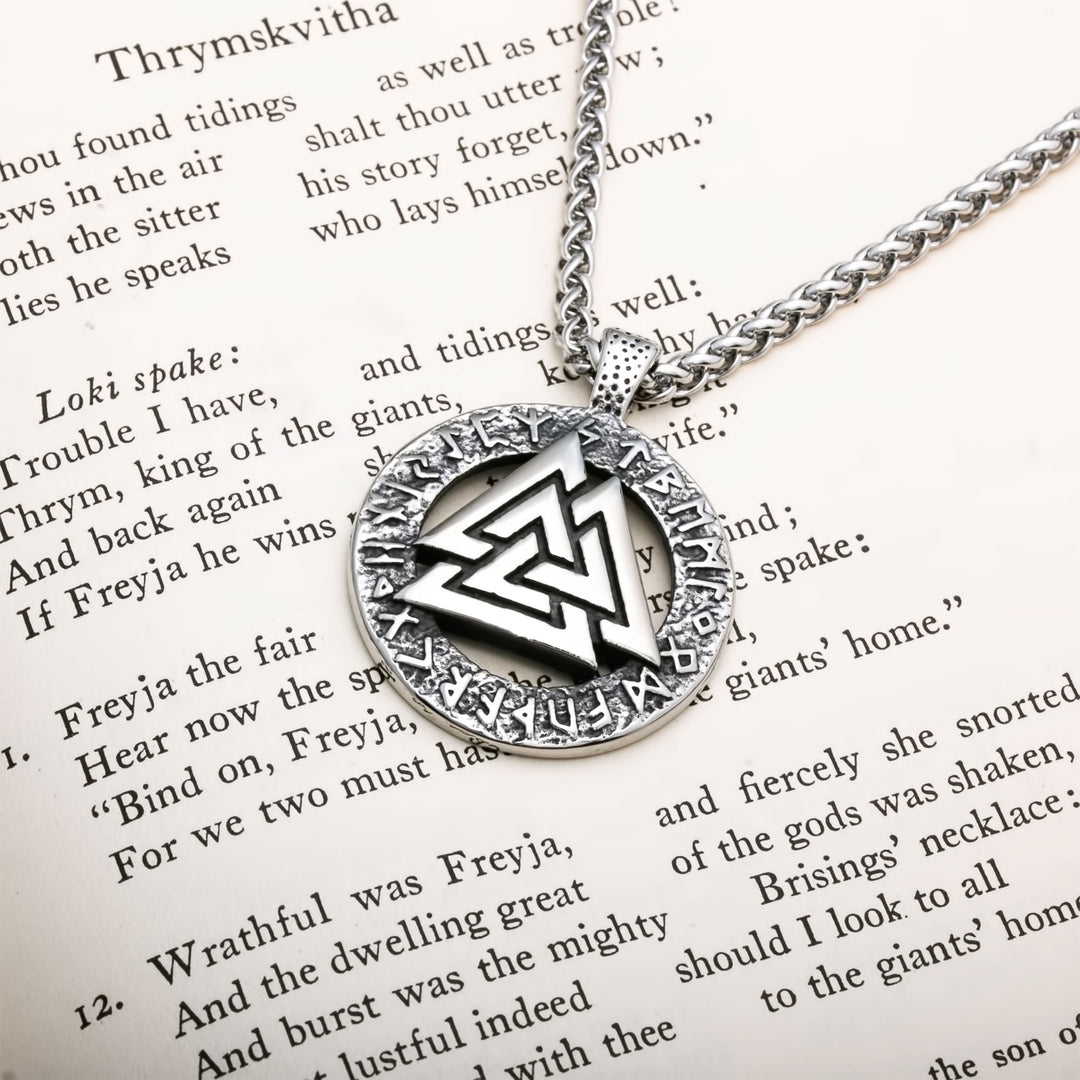 Valknut Viking Pendant Necklace 316L Stainless Steel