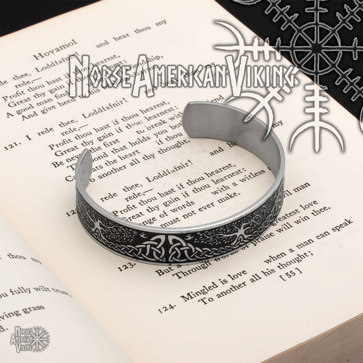 Yggdrasil Viking Cuff Bracelet 316L Stainless Steel