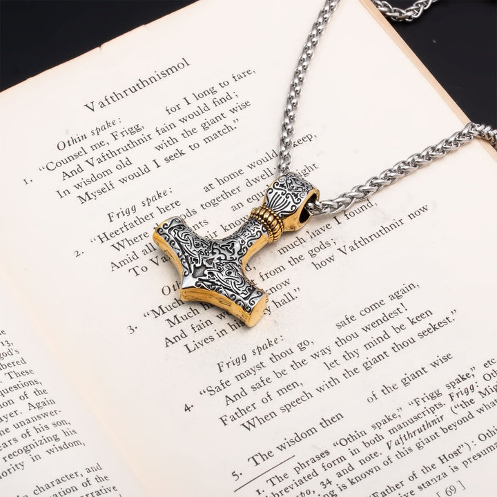 Mjolnir Thor's Hammer Pendant Necklace Stainless Steel Viking