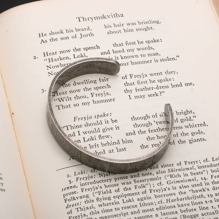 Viking Elder Futhark Rune Cuff Bracelet