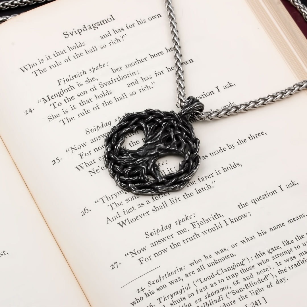 Yggdrasil World Ash Tree Pendant Necklace Stainless Steel Viking