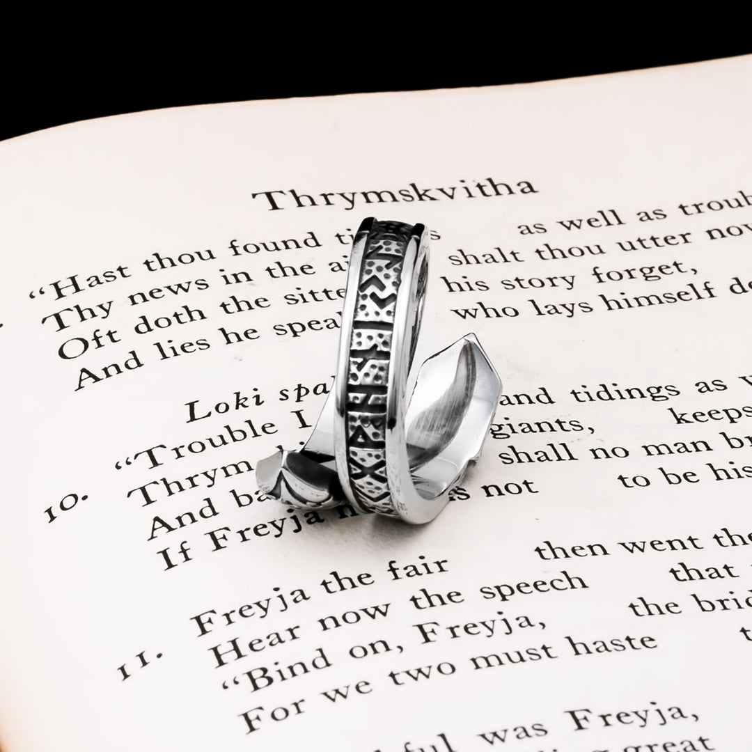 Elder Futhark Rune Raven Viking Ring 316L Stainless Steel - view 7