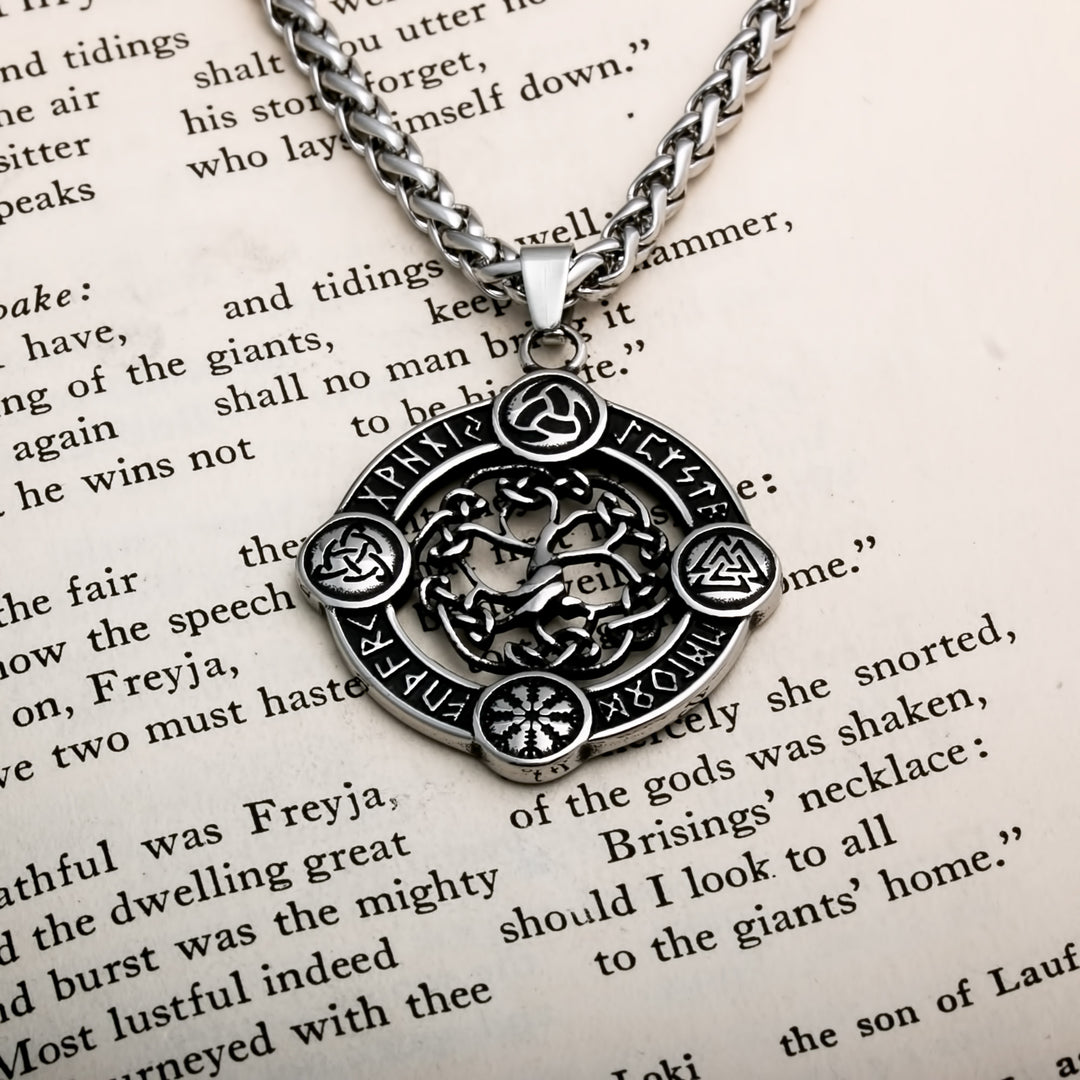 Helm of Awe Viking Pendant Necklace 316L Stainless Steel