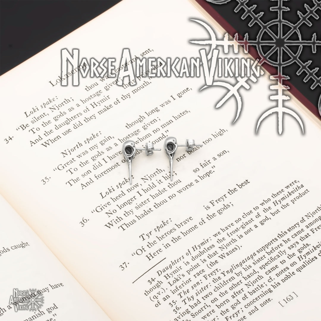 Raven Viking Stud Earrings 316L Stainless Steel