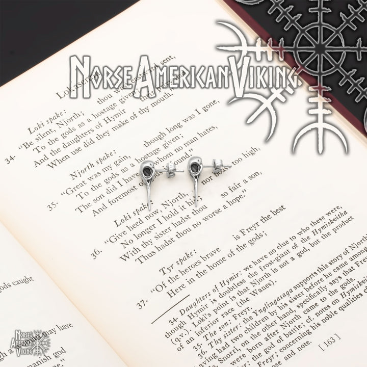 Raven Viking Stud Earrings 316L Stainless Steel