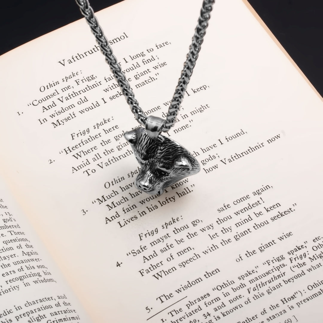 Viking Bear Berserker Pendant Necklace Stainless Steel