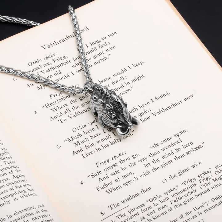 Viking Boar Gullinbursti Stainless Steel Pendant Necklace