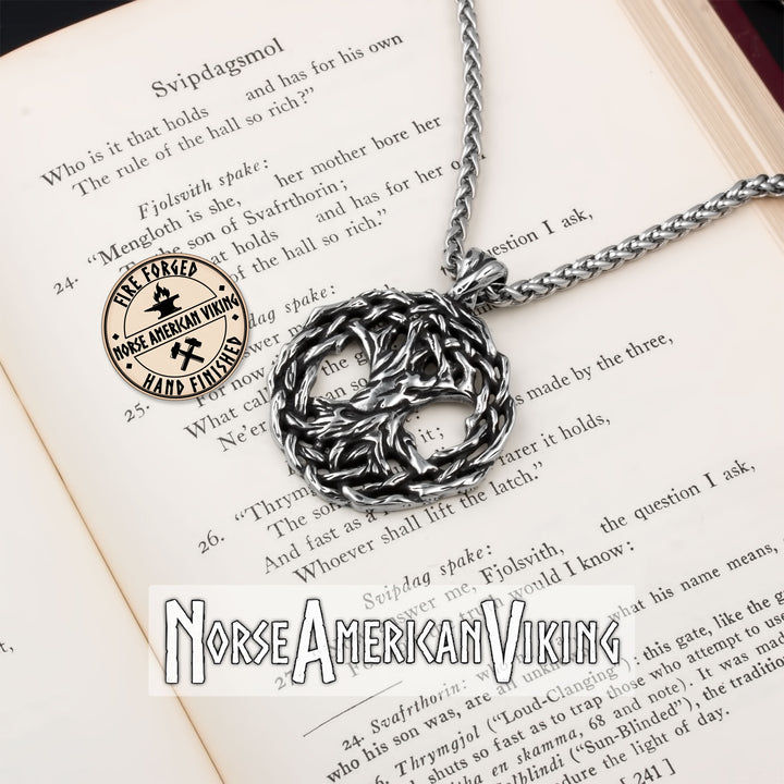 Viking Yggdrasil World Ash Tree Stainless Steel Pendant Necklace