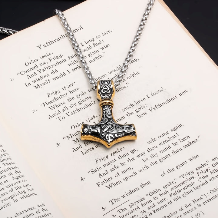Mjolnir Thor's Hammer Pendant Necklace Stainless Steel Viking
