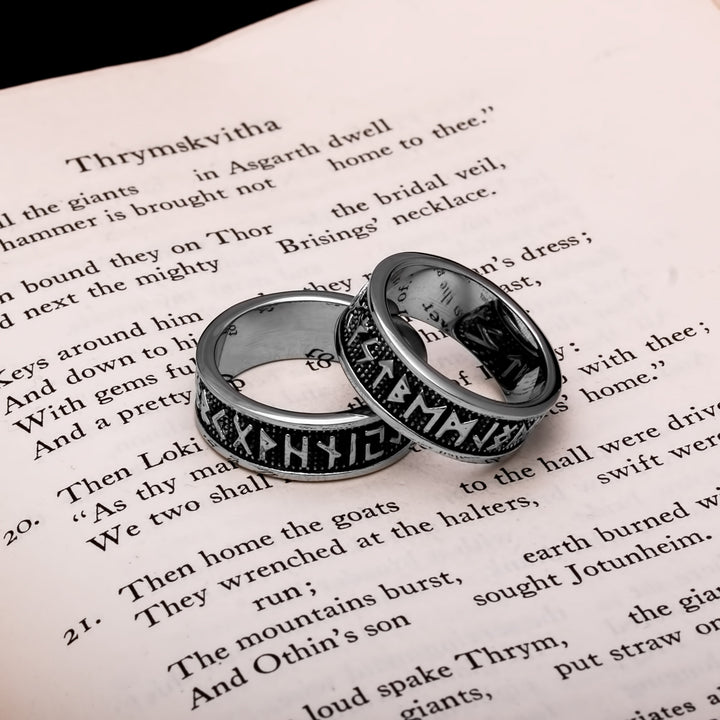Viking Elder Futhark Rune Ring 8mm Band 316L Stainless Steel