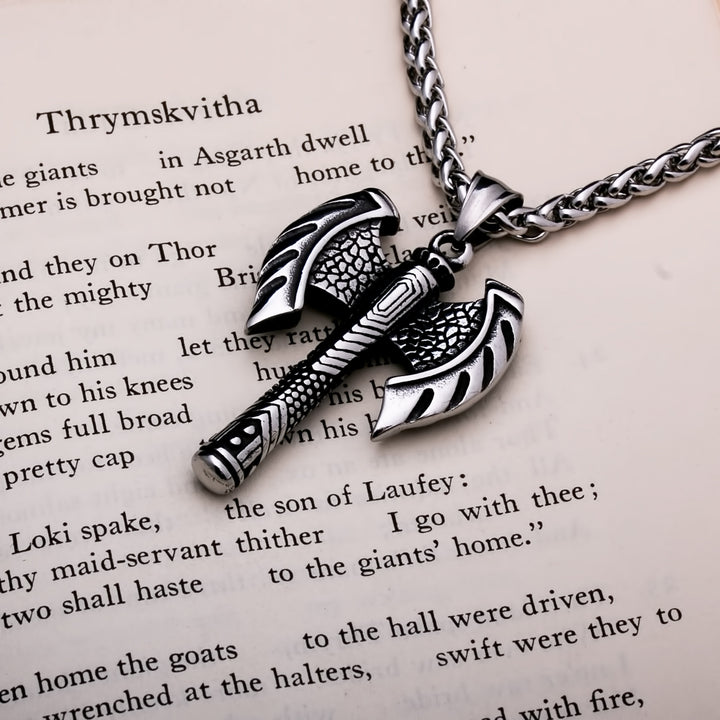 Axe Double Head Viking Pendant Necklace 316L Stainless Steel - view 4