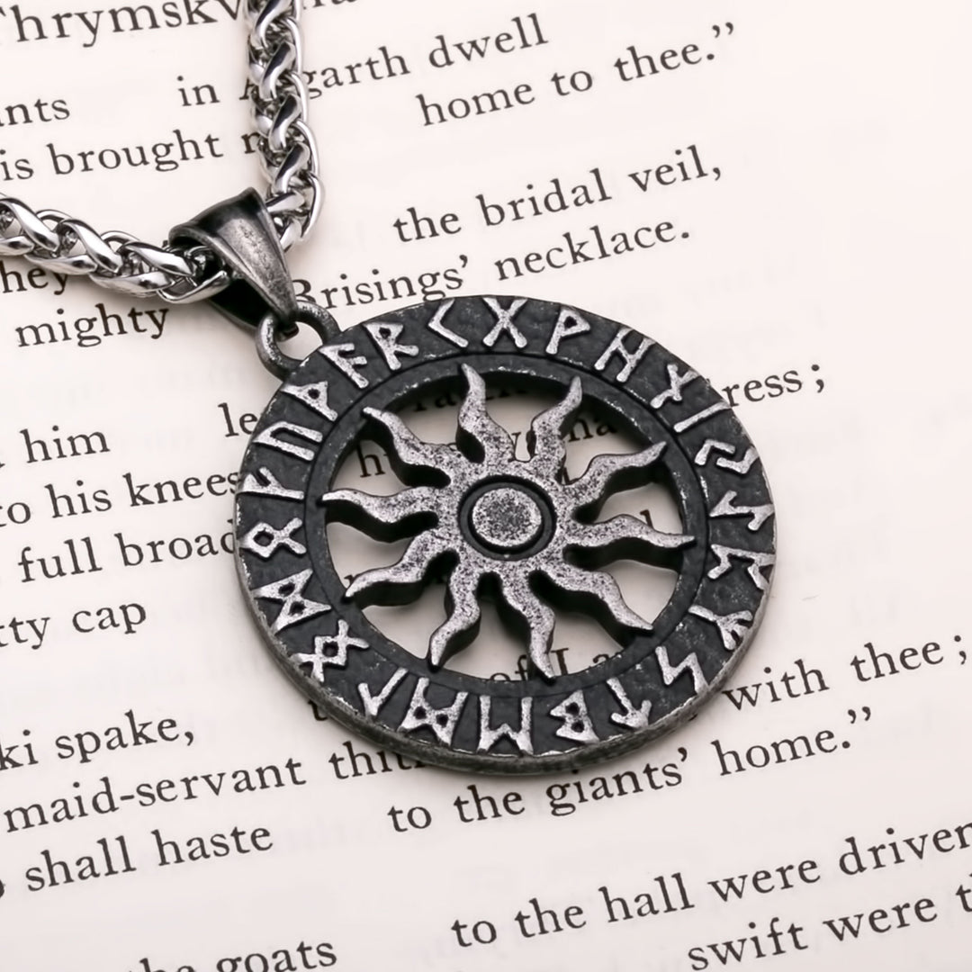 Elder Futhark Rune Viking Pendant Necklace 316L Stainless Steel