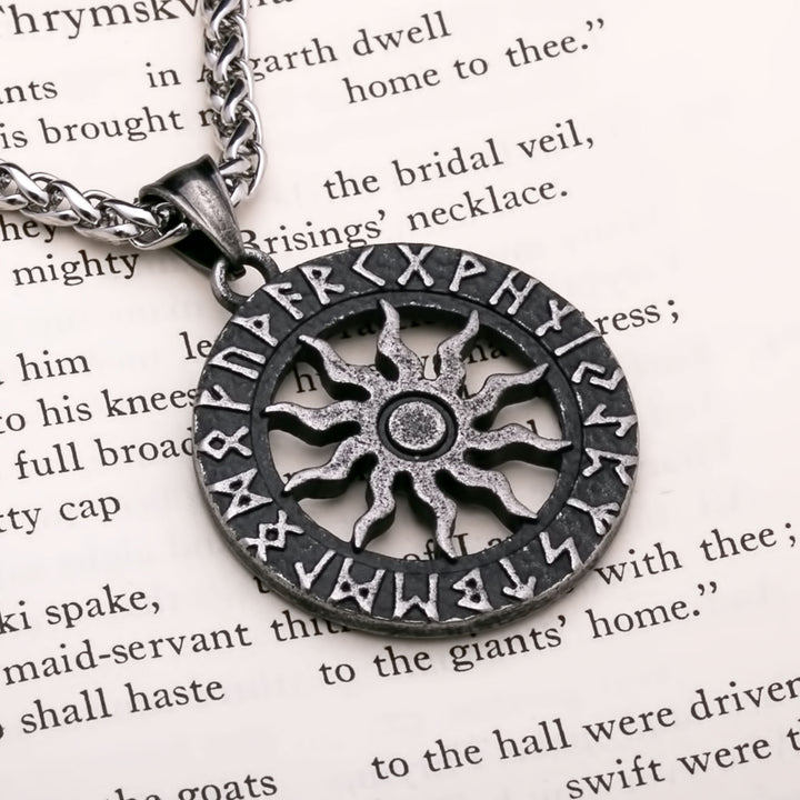 Elder Futhark Rune Viking Pendant Necklace 316L Stainless Steel