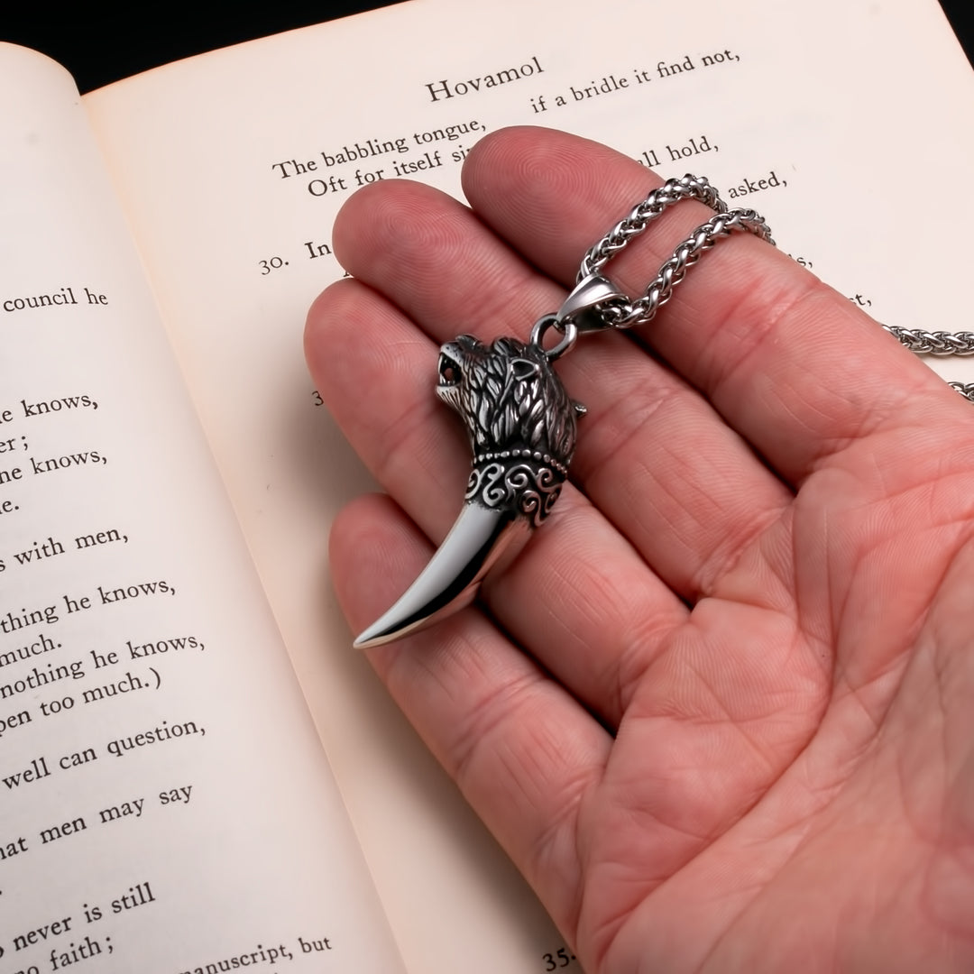 Fenrir Wolf Viking Pendant Necklace 316L Stainless Steel