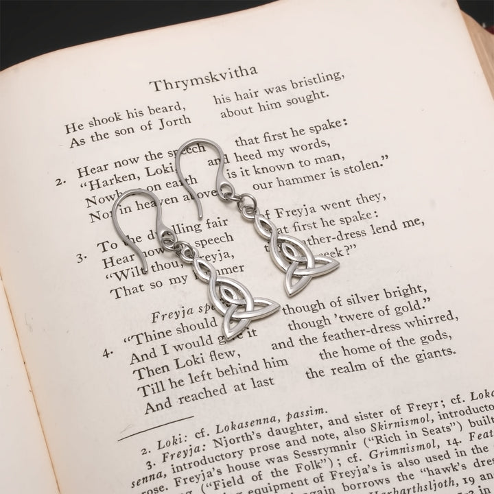 Viking Long Trinity Triquetra Knot Earrings