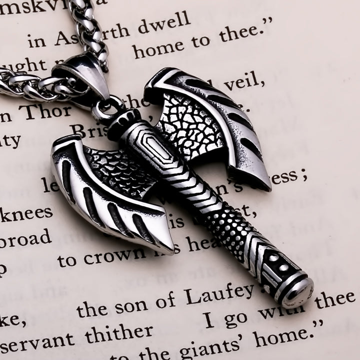 Axe Double Head Viking Pendant Necklace 316L Stainless Steel