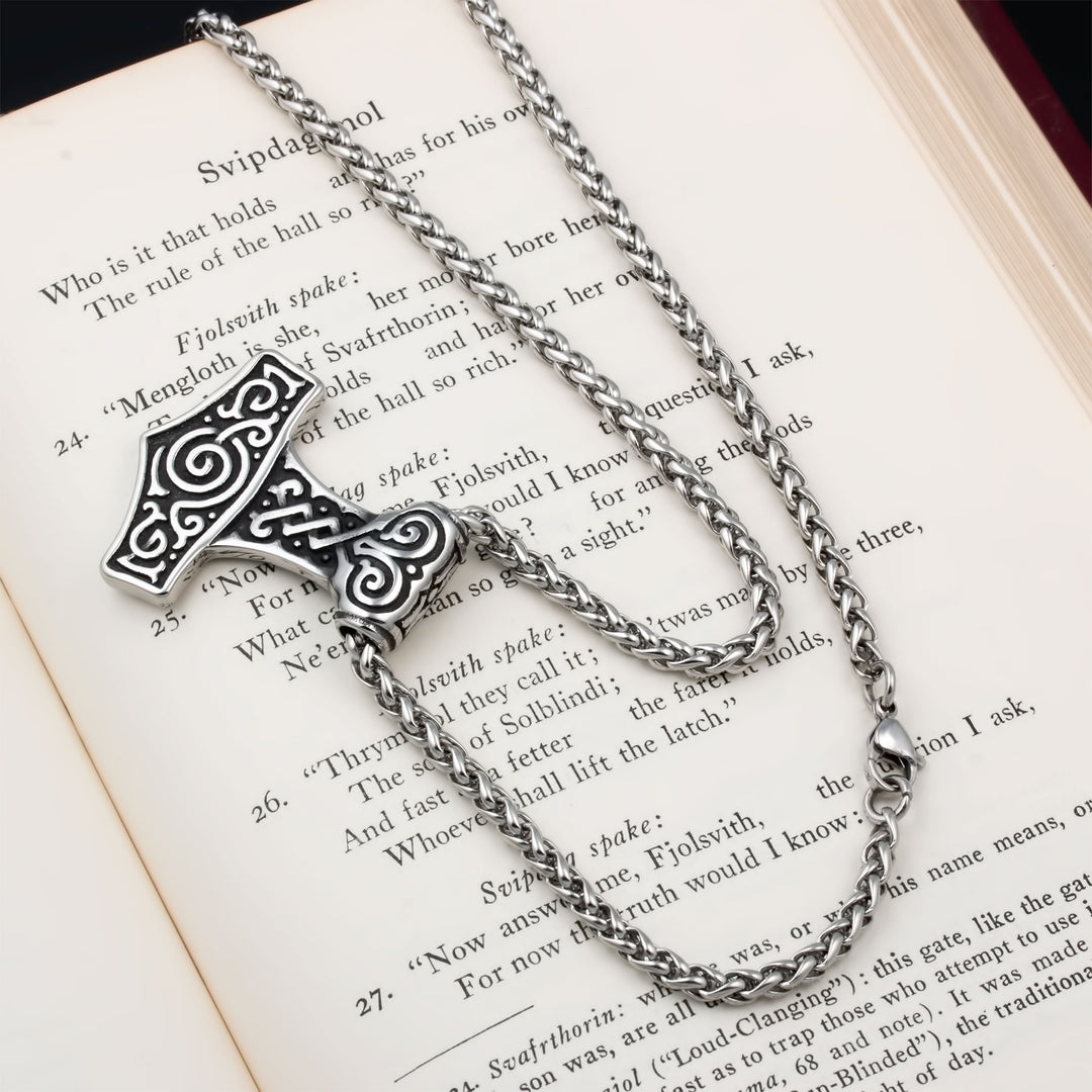 Mjolnir Thor's Hammer Pendant Necklace Stainless Steel Viking