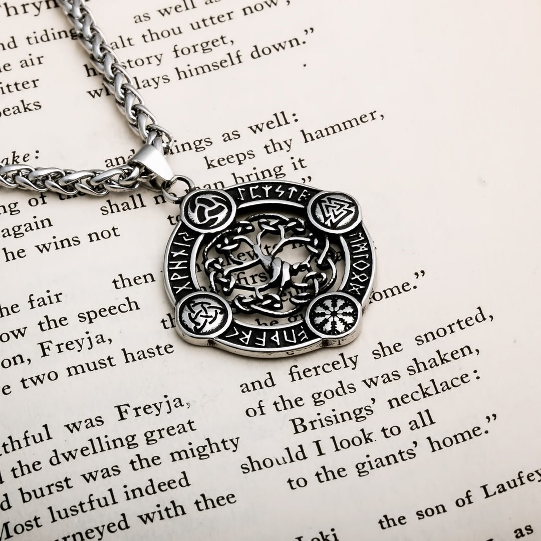 Helm of Awe Viking Pendant Necklace 316L Stainless Steel