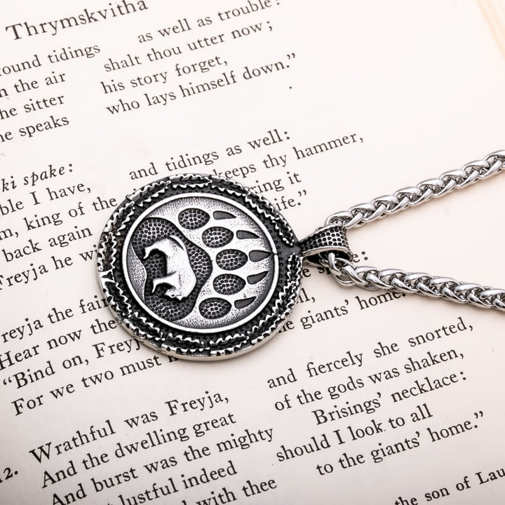 Bear Berserker Paw Print Viking Pendant Necklace 316L Stainless Steel - view 5
