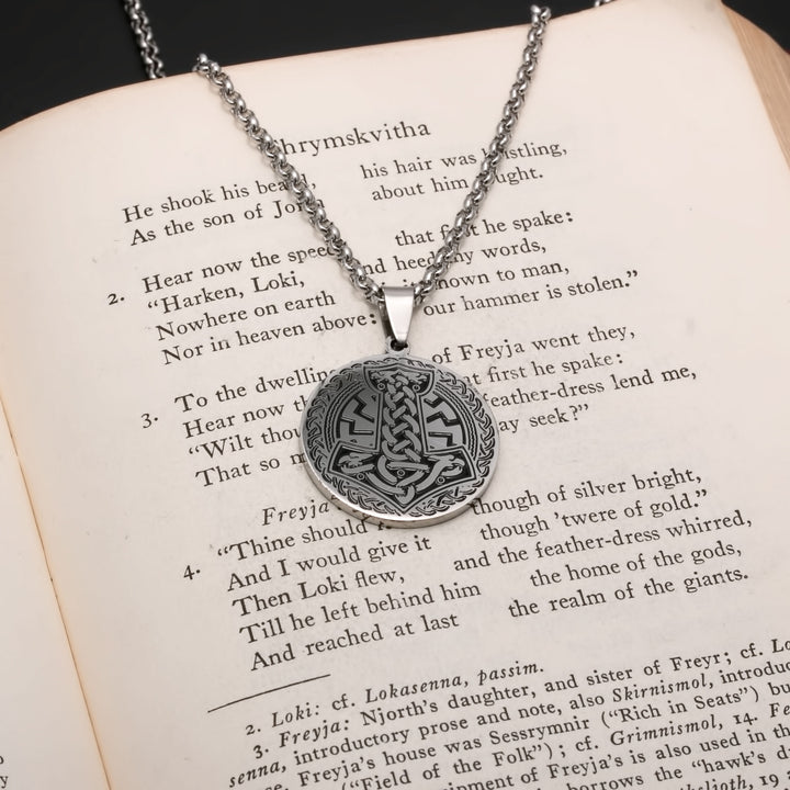 Viking Mjolnir Medallion Stainless Steel Pendant Necklace