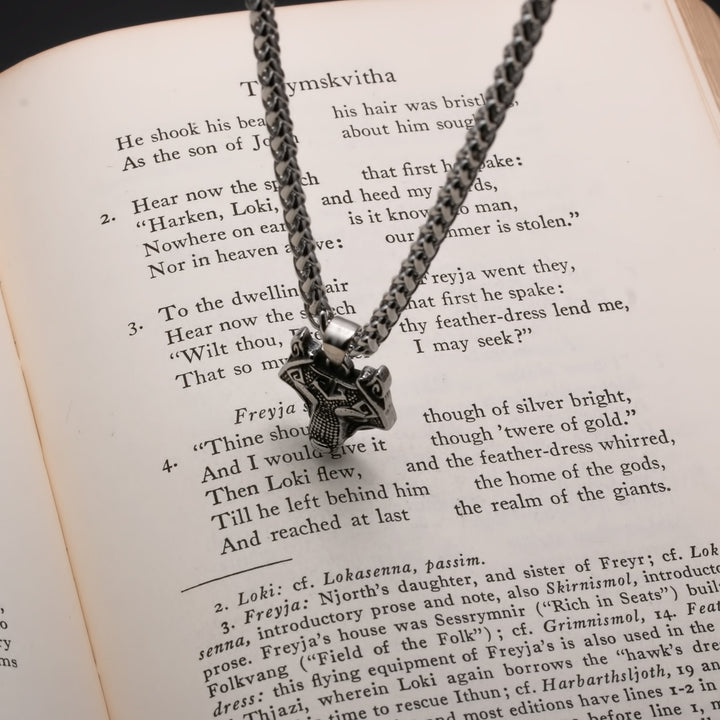 Viking Fenrir Wolf Head Stainless Steel Pendant Necklace