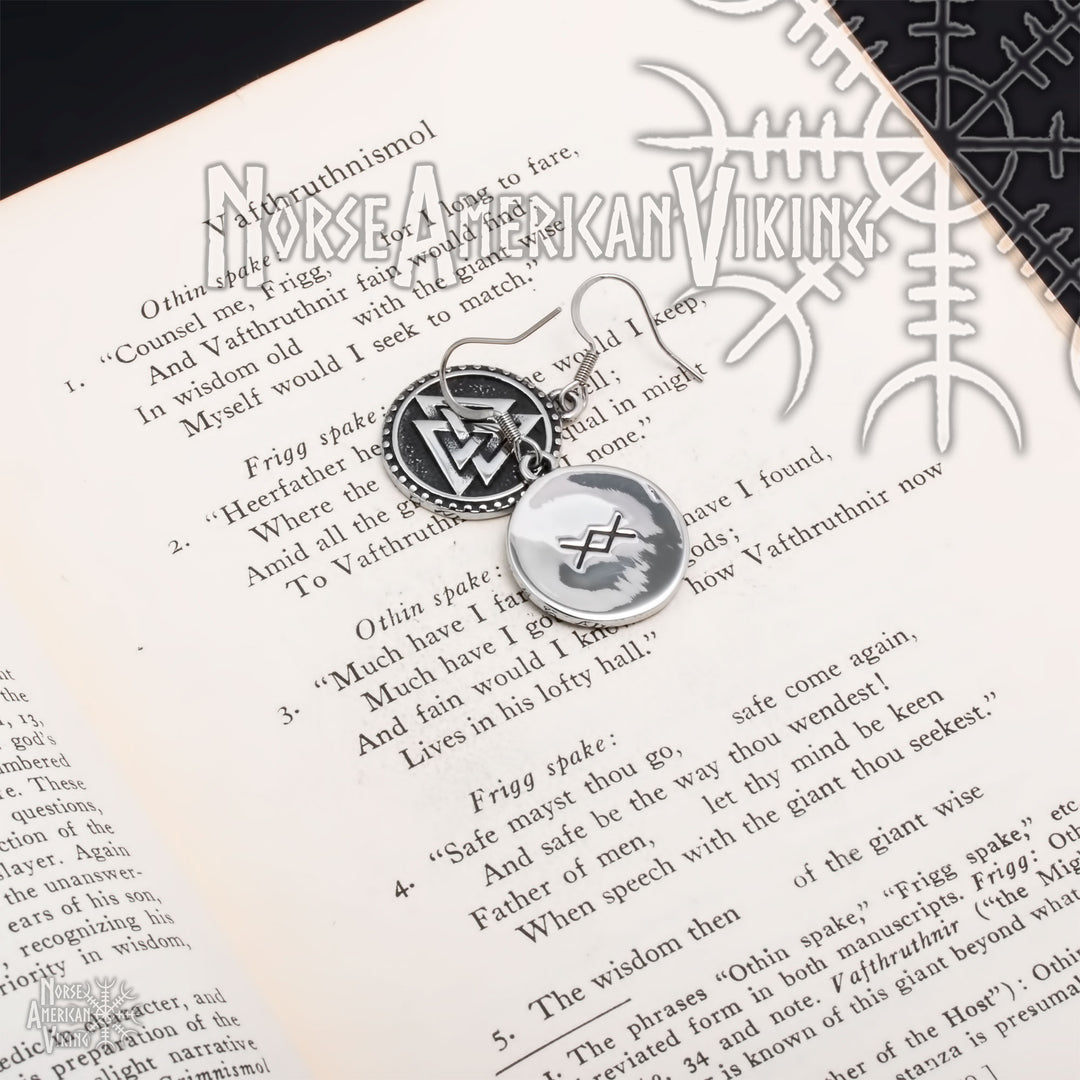 Valknut Viking Dangle Earrings 316L Stainless Steel