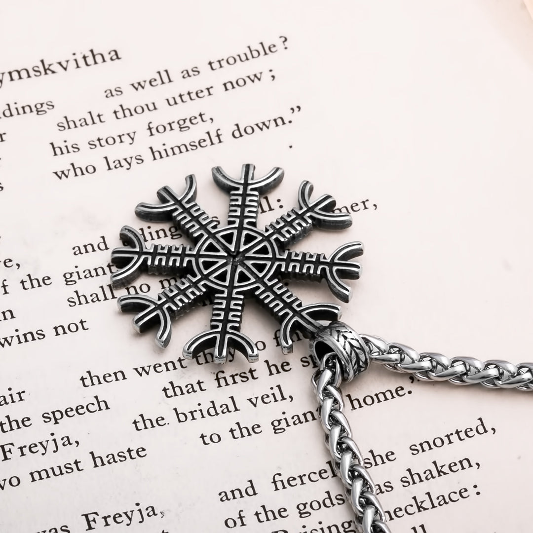 Helm of Awe Open Simple Viking Pendant Necklace 316L Stainless Steel