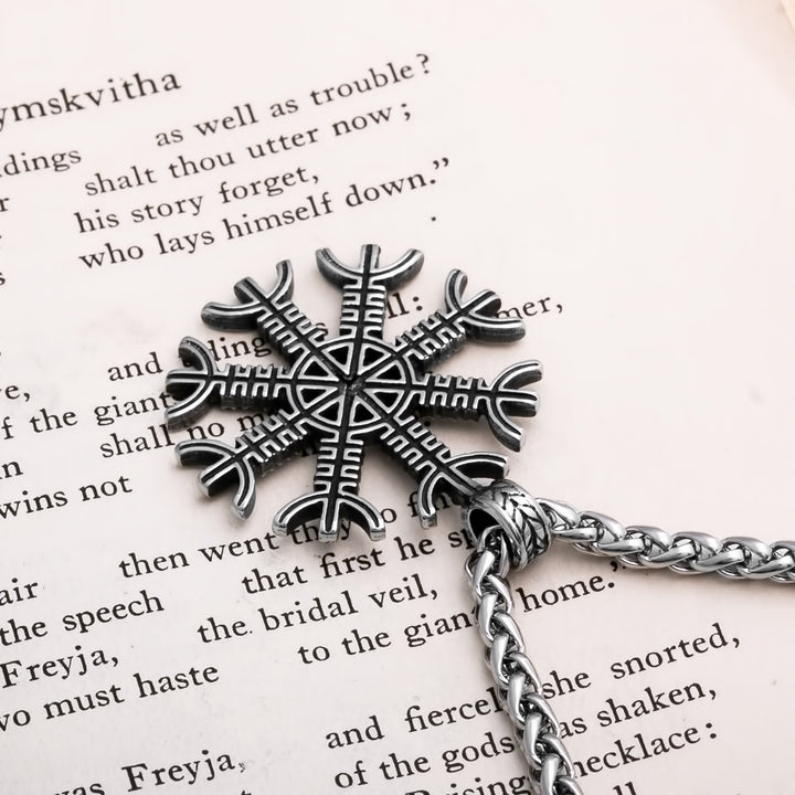 Helm of Awe Open Simple Viking Pendant Necklace 316L Stainless Steel