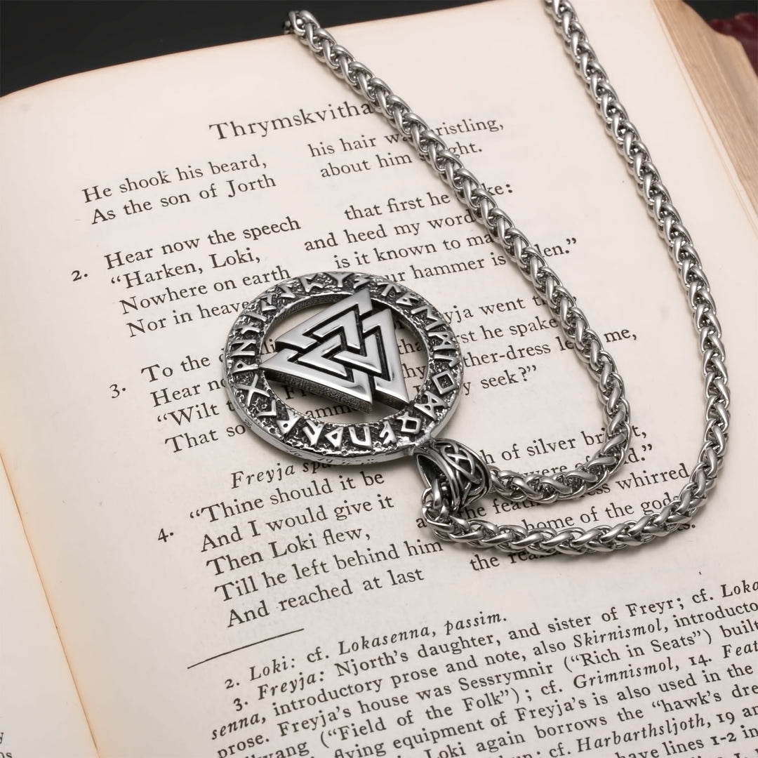 Viking Norse Valknut Knot Stainless Steel Pendant Necklace