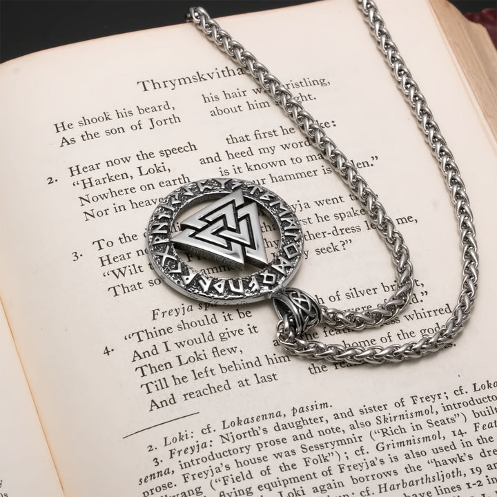 Viking Norse Valknut Knot Stainless Steel Pendant Necklace
