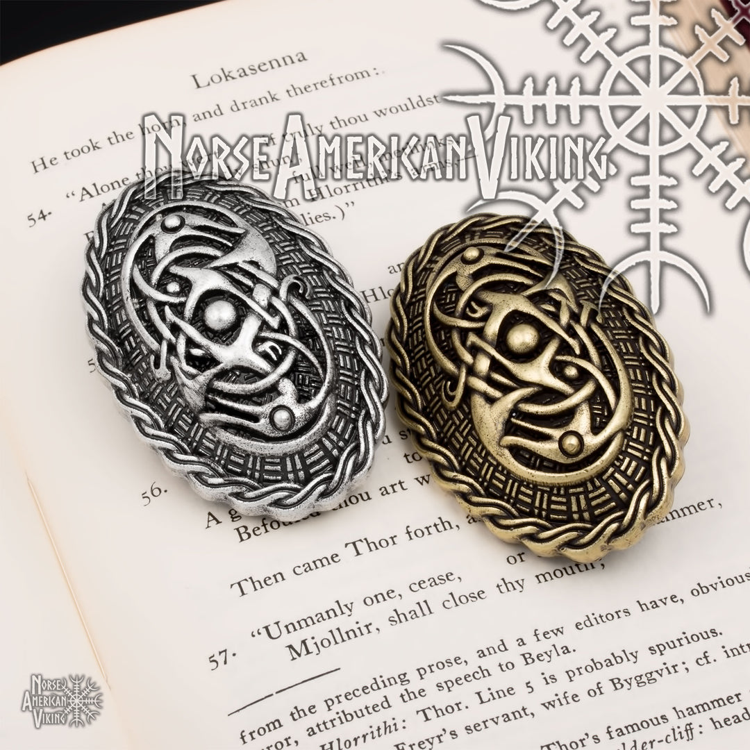 Viking Dragon Broa Oval Tortoise Brooch