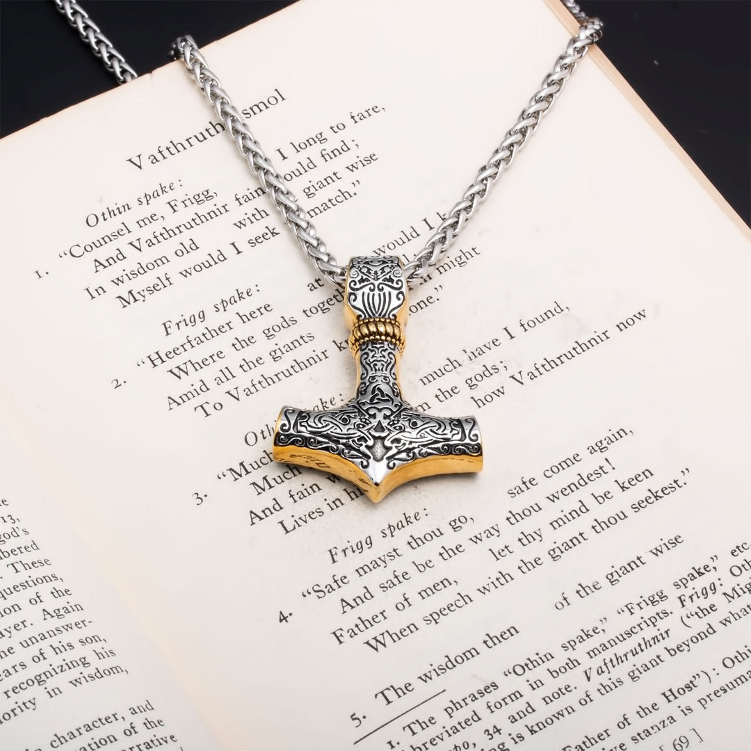 Mjolnir Thor's Hammer Pendant Necklace Stainless Steel Viking