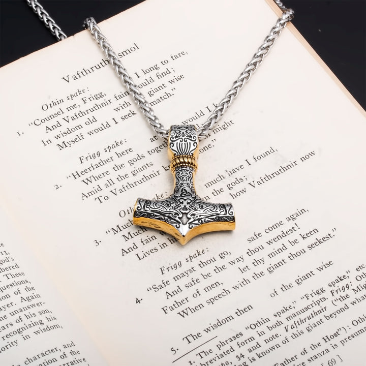 Mjolnir Thor's Hammer Pendant Necklace Stainless Steel Viking