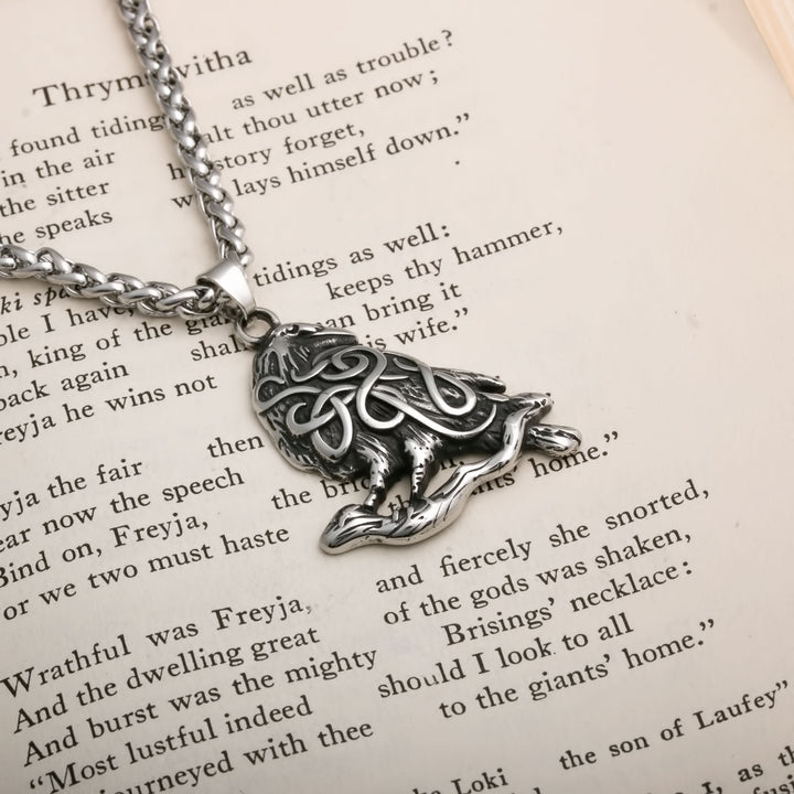 Raven Viking Pendant Necklace 316L Stainless Steel