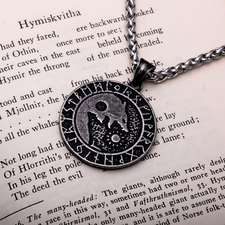Fenrir Wolf Rune Ancient Yin Viking Pendant Necklace 316L Stainless Steel - view 4