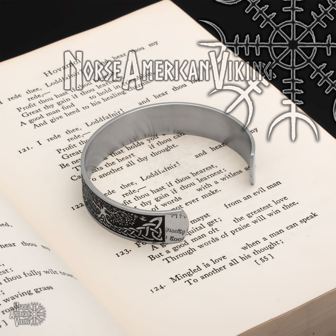 Yggdrasil Viking Cuff Bracelet 316L Stainless Steel