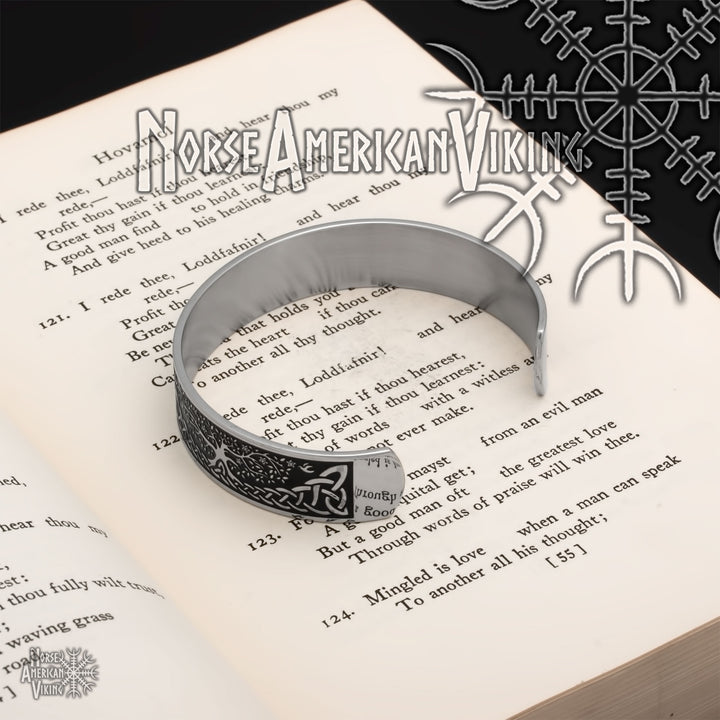 Yggdrasil Viking Cuff Bracelet 316L Stainless Steel