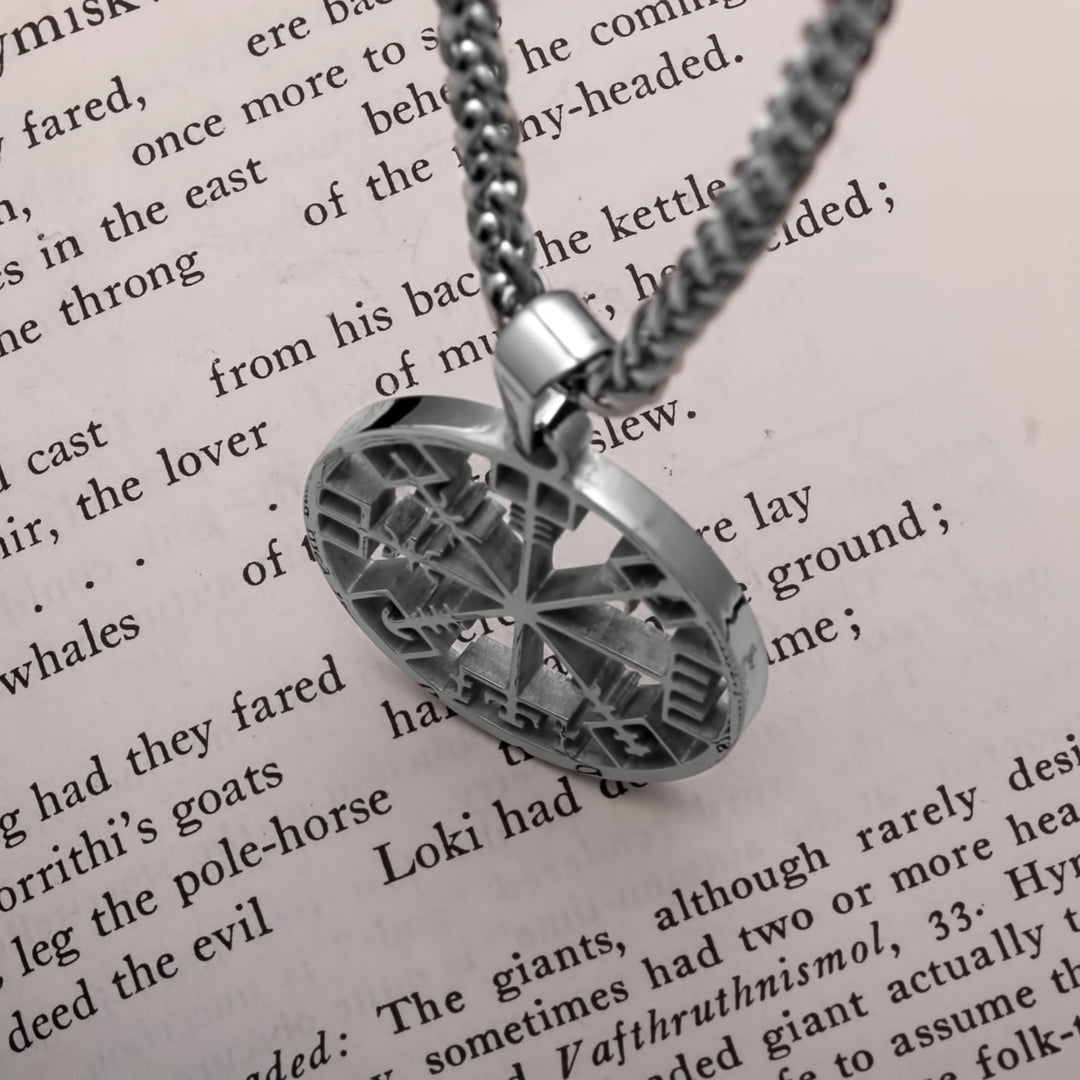 Vegvisir Openwork Viking Pendant Necklace 316L Stainless Steel