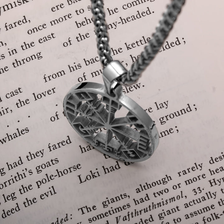Vegvisir Openwork Viking Pendant Necklace 316L Stainless Steel