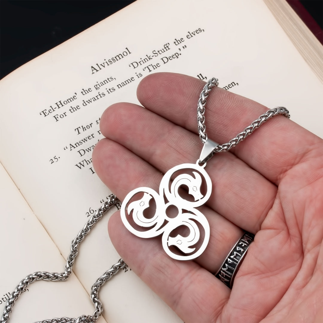 Triskele Dragon Pendant Necklace Stainless Steel Viking