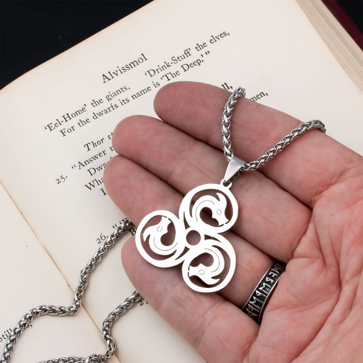 Triskele Dragon Pendant Necklace Stainless Steel Viking
